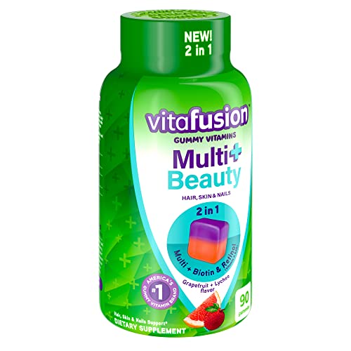 Vitafusion Multivitamin Plus Beauty – 2-in-1 Benefits – Adult Gummy with Hair, Skin & Nails