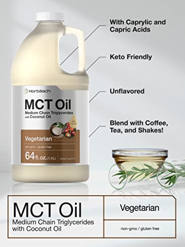 MCT Oil 64 oz | 100% Pure | Blends with Coffee, Tea, Juice and Liquids | Value Size Unflavo