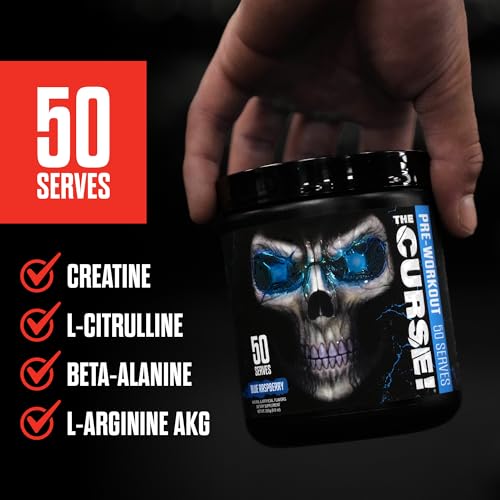 JNX SPORTS The Curse! Pre Workout Powder - Blue Raspberry 50 Servings | Preworkout