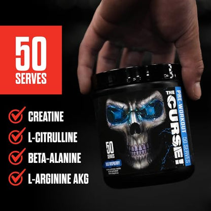 JNX SPORTS The Curse! Pre Workout Powder - Blue Raspberry 50 Servings | Preworkout
