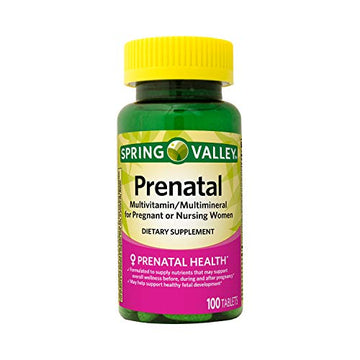 Prenatal Multivitamin and Multimineral, Folic Acid 800 mcg Tablets (100ct) with Vitamin A, B-6, B-12, C, D, E