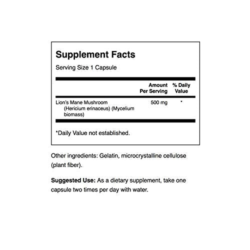 Swanson Lion's Mane Mushroom Capsules - 500 mg Each, 60 Capsules