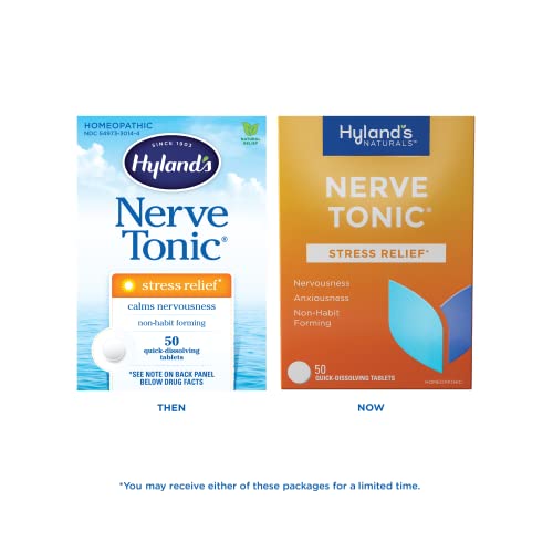 Hyland's Naturals Nerve Tonic Stress Relief Tablets, Natural Relief of Restlessness, Nervousness Hyland's