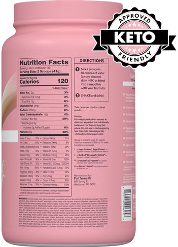 Flat Tummy Tea Meal Replacement Shake – Vanilla, 20 Servings - Plant Based Protein