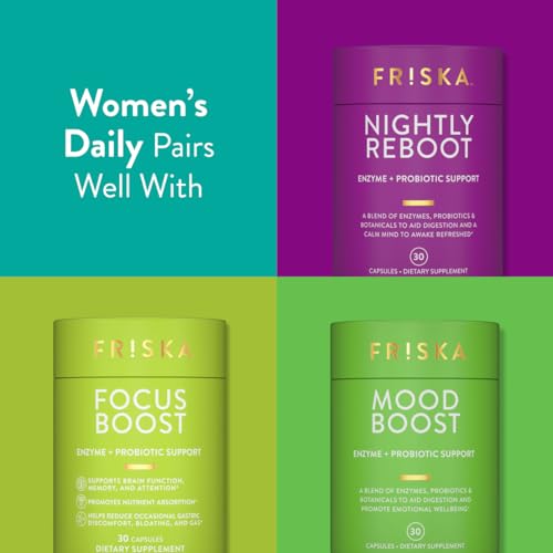 FRISKA Women’s Daily Digestive Enzyme and Probiotics Supplement, Advanced
