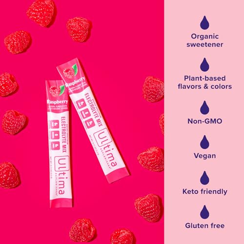 Ultima Replenisher Daily Electrolyte Drink Mix – Raspberry, 20 Stickpacks – Hydration Ultima Replenisher