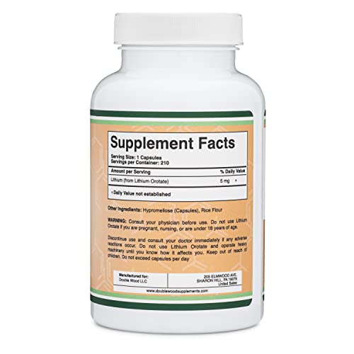 Lithium Orotate 5mg, 210 Capsules (Third Party Tested, Made in The USA