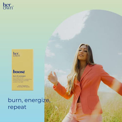 her own Boost, Helps Boost Energy, Supports Metabolism, Proprietary Thermogenic Blend