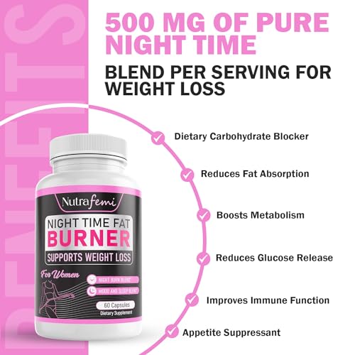 Nutrafemi Night time Fat Burner, Weight Loss Pills for Women – Thermogenic Fat Burner Nutrafemi