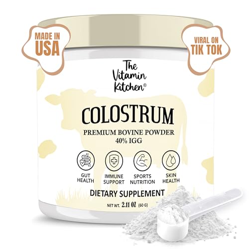 Bovine Colostrum Powder Supplement (40% IgG + No Fillers) Supports Gut The Vitamin Kitchen