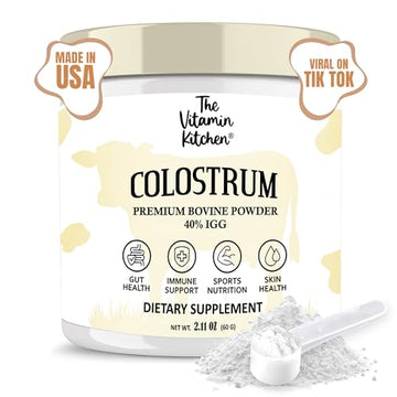 Bovine Colostrum Powder Supplement (40% IgG + No Fillers) Supports Gut The Vitamin Kitchen