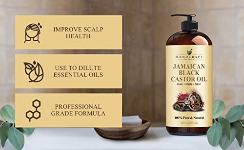 Handcraft Blends Jamaican Black Castor Oil for Hair Growth, Eyelashes and Eyebrows Handcraft Blends