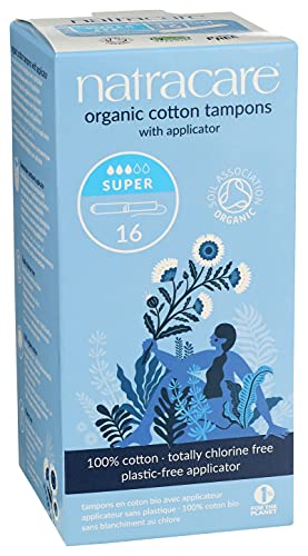 Natracare Organic Cotton Super Tampons with Cardboard Applicator, Plastic Free, Chlorine Free NATRACARE