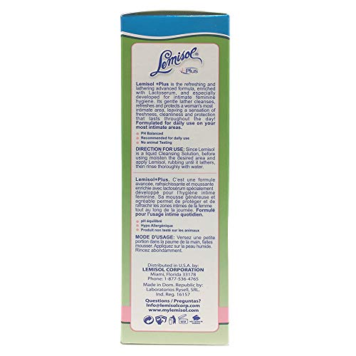 Lemisol Plus, Gentle Daily Feminine Cleanser, Original Refreshing Formula - 8 Oz (Pack of 3)