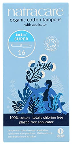 Natracare Organic Cotton Super Tampons with Cardboard Applicator, Plastic Free, Chlorine Free NATRACARE