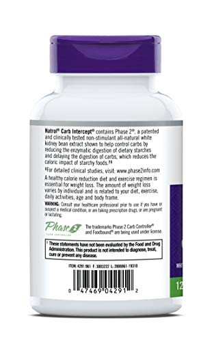 Natrol Carb Intercept with Phase 2 Carb Controller Capsules, White Kidney Bean Extract Natrol