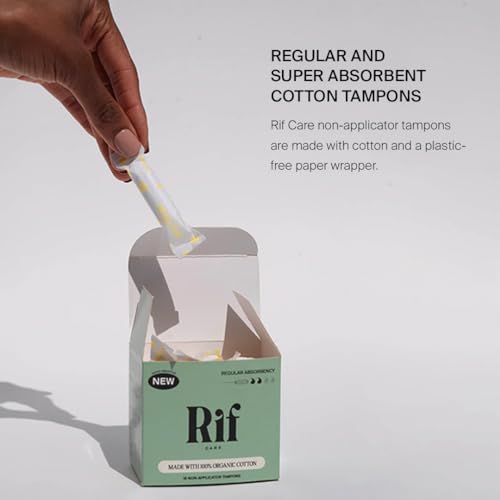 Rif Care Organic Cotton Non Applicator Tampons Regular Absorbency 18 Count Rif care
