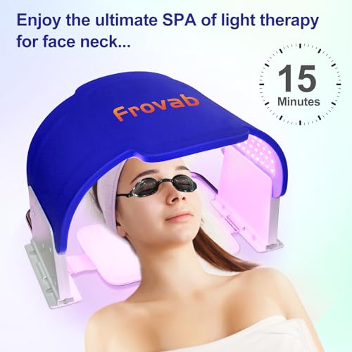 Frovab 7 in 1 Colors LED Light Therapy Mask, Red & Blue Face Mask Light Therapy, Portable & Flexiable Frovab