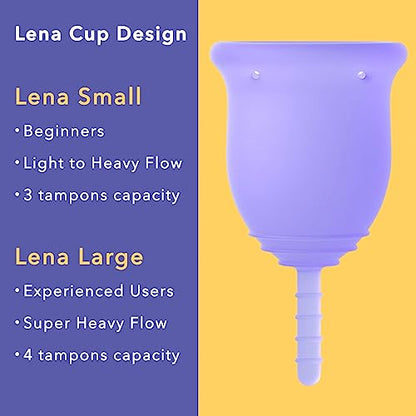 Lena Menstrual Cup | 12hr Reusable Period Silicone Soft Cup | Tampon and Pad Alternative