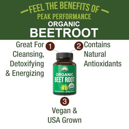 USDA Organic Beet Root Vegan Capsules. Beets Juice Powder Super Food Pills 1200 mg