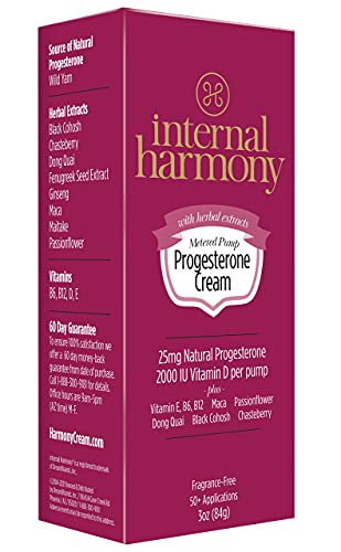 Internal Harmony Progesterone Cream, Contains Natural USP Bioidentical Progesterone Internal Harmony