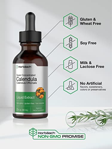 Calendula Extract Tincture | 2 fl oz | Vegetarian, Non-GMO, Gluten Free Liquid Supplement Horbäach
