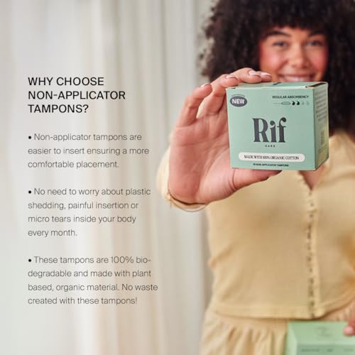 Rif Care Organic Cotton Non Applicator Tampons Regular Absorbency 18 Count Rif care