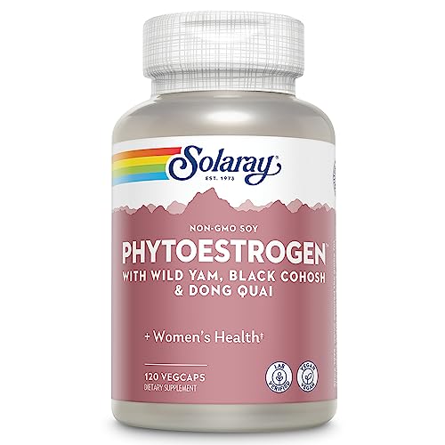 SOLARAY PhytoEstrogen Menopause Supplements - Wild Yam, Black Cohosh, and Dong Quai Estrogen Pills
