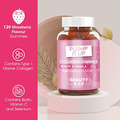 Beauty & Co Collagen Gummies by - 120 Marine Collagen Gummies with Biotin, Vitamin C & Selenium (120) Beauty & Co