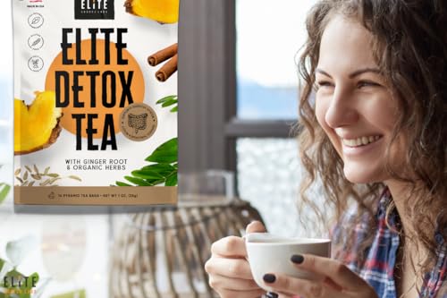 Elite Detox Tea: Natural Organic 7-Herbal Blend for Gentle Cleansing as Needed. Bloating Tea