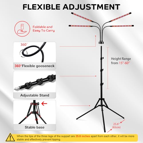 Devowellte Red Light Lamp for Face, 80 LEDs Red Light Lamp Height Free Adjustment Infrared Light Devowellte