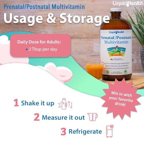 LIQUIDHEALTH Prenatal/Postnatal Multiple Liquid Women's Multivitamin with Real Folate
