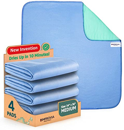 IMPROVIA® Washable Underpads, 34" x 36" (Pack of 4) - Heavy Absorben