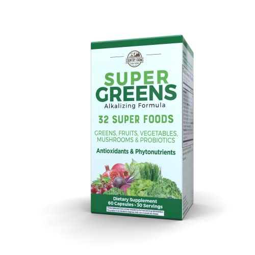 COUNTRY FARMS Super Greens Vegicaps, 32 Super Foods, Whole Food Supplement COUNTRY FARMS