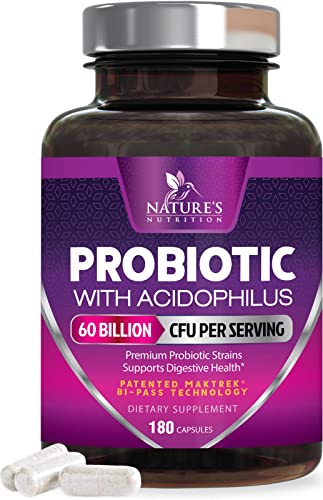 Probiotics, 60 Billion CFU per Serving, Probiotic with Prebiotics for Digestive & Immune Health