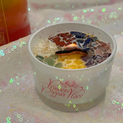 Princess Pippa's Place Healing Candles with Crystals Inside- Natural Soy Wax 7 Stones Crystal Candle Jar Msupps.com