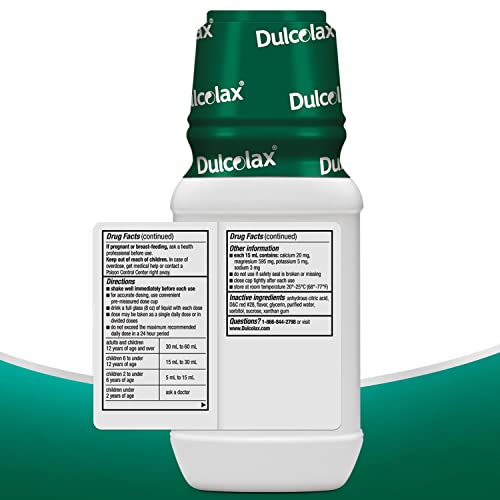 Dulcolax Liquid Laxative, Stimulant Free Laxative for Comfortable Relief, Cherry Flavor, 12 oz.