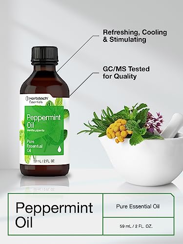 Horbaach Peppermint Oil | 2 fl oz | Pure Essential Spray | for Massage, Bath & Diffusers | Non-GMO Horbäach