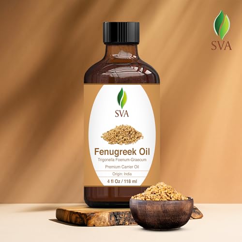 SVA Fenugreek Oil 4oz (118ml) Premium Carrier Oil with Dropper for Hair Care, Hair Oiling, Scalp Massage SVA ORGANICS