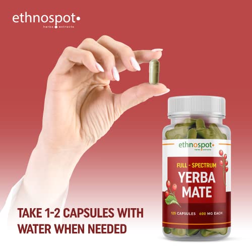 Full Spectrum Yerba Mate Capsules - Boosts Energy & Mental Focus - Supports Health Ethnospot