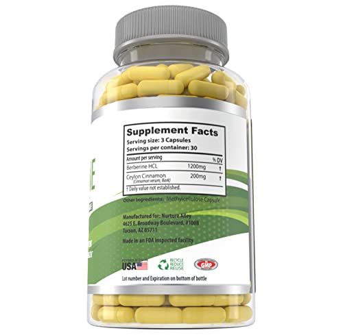 Nurture Alley Berberine Complex - Berberine HCL 1200mg Plus Organic Ceylon Cinnamon NURTURE ALLEY