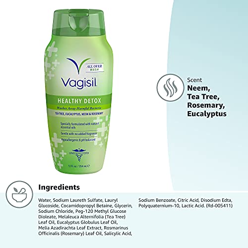 Vagisil Feminine Wash for Intimate Area Hygiene, Healthy Detox, All Over Body Wash