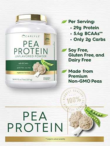 Carlyle Pea Protein Powder with BCAA'S 7lb | Unflavored | 29G Protein | Non-GMO, Gluten Carlyle