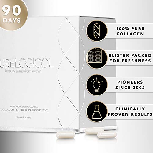 Collagen Supplement, Best Hydrolysed Collagen Peptides, 3 Months Supply for Younger Looking Skin Purelogicol