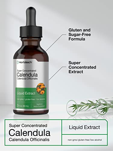 Calendula Extract Tincture | 2 fl oz | Vegetarian, Non-GMO, Gluten Free Liquid Supplement Horbäach