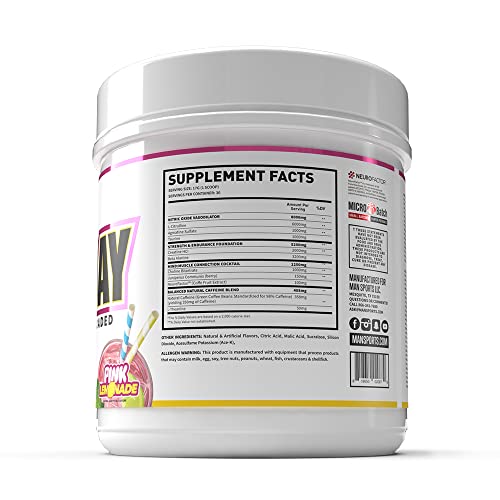 Man Sports Game Day Pre-Workout Supplement - Taurine - Creatine HCL - 30 Servings - Pink Lemonade