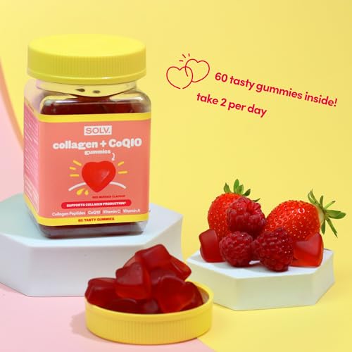Collagen Peptides CoQ10 Vitamin Gummies. Vitamins A C Supplement, Biotin. Supports Collegen SOLV