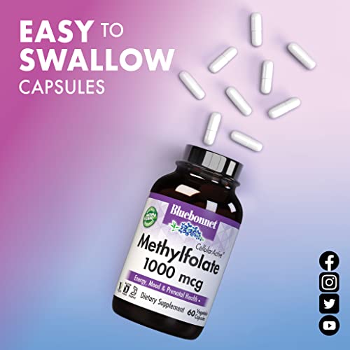 Bluebonnet Nutrition CellularActive Methylfolate 1000 mcg – Formulated with Quatrefolic - for Energy Bluebonnet