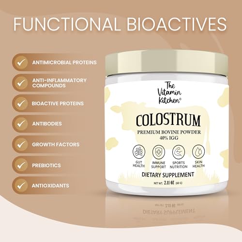 Bovine Colostrum Powder Supplement (40% IgG + No Fillers) Supports Gut The Vitamin Kitchen