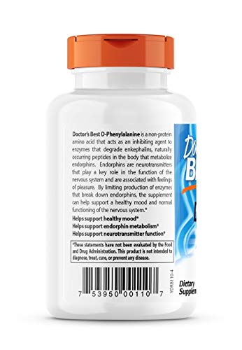 Doctor's Best D-Phenylalanine, Supports Mood, Nervous System, Non-GMO, Vegan, Gluten